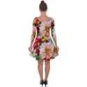 Painted Flowers Texture, Floral Background Quarter Sleeve Skater Dress View2