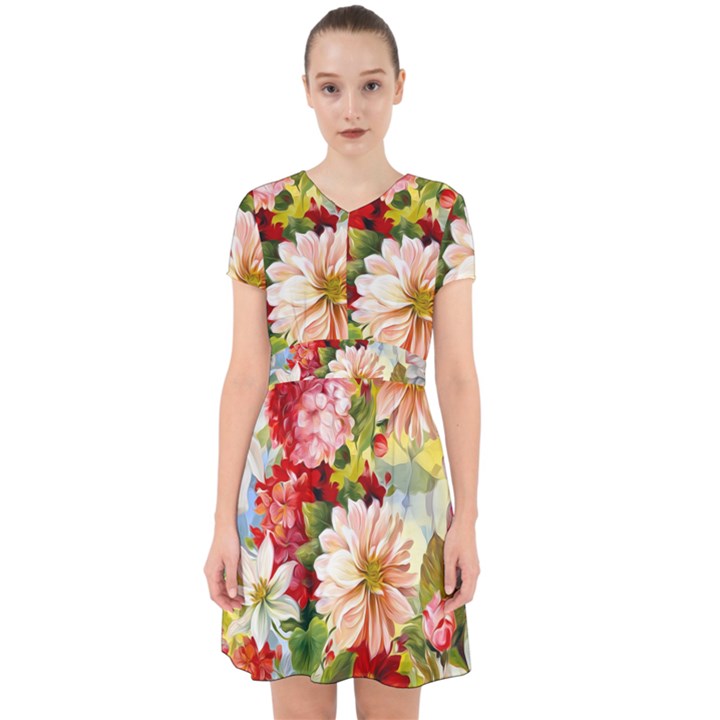 Painted Flowers Texture, Floral Background Adorable in Chiffon Dress