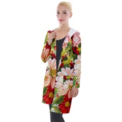 Painted Flowers Texture, Floral Background Hooded Pocket Cardigan by nateshop