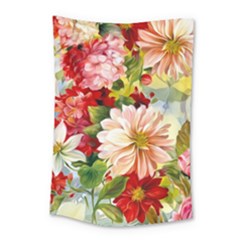 Painted Flowers Texture, Floral Background Small Tapestry