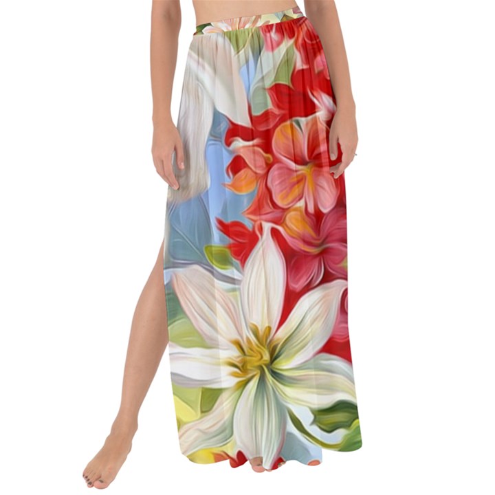 Painted Flowers Texture, Floral Background Maxi Chiffon Tie-Up Sarong