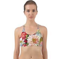 Painted Flowers Texture, Floral Background Back Web Sports Bra by nateshop