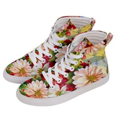 Painted Flowers Texture, Floral Background Men s Hi-top Skate Sneakers by nateshop