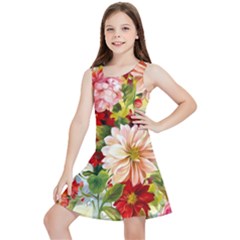 Painted Flowers Texture, Floral Background Kids  Lightweight Sleeveless Dress by nateshop