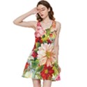 Painted Flowers Texture, Floral Background Inside Out Racerback Dress View3