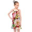 Painted Flowers Texture, Floral Background Kids  Overall Dress View1