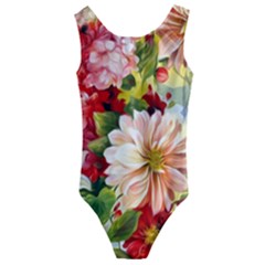 Painted Flowers Texture, Floral Background Kids  Cut-out Back One Piece Swimsuit by nateshop