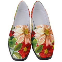 Painted Flowers Texture, Floral Background Women s Classic Loafer Heels by nateshop