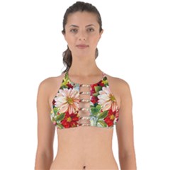 Painted Flowers Texture, Floral Background Perfectly Cut Out Bikini Top by nateshop