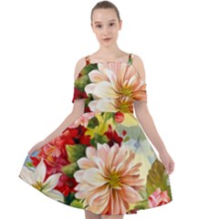 Painted Flowers Texture, Floral Background Cut Out Shoulders Chiffon Dress by nateshop