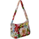 Painted Flowers Texture, Floral Background Zip Up Shoulder Bag View1