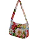 Painted Flowers Texture, Floral Background Zip Up Shoulder Bag View2