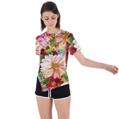 Painted Flowers Texture, Floral Background Asymmetrical Short Sleeve Sports T-shirt by nateshop