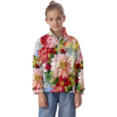 Painted Flowers Texture, Floral Background Kids  Half Zip Hoodie by nateshop