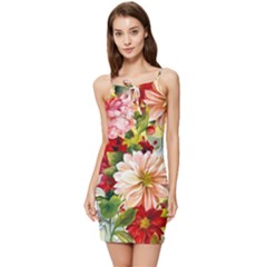 Painted Flowers Texture, Floral Background Summer Tie Front Dress by nateshop