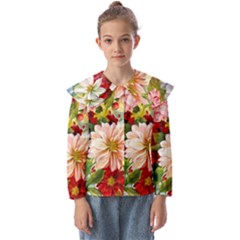 Painted Flowers Texture, Floral Background Kids  Peter Pan Collar Blouse by nateshop