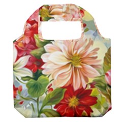 Painted Flowers Texture, Floral Background Premium Foldable Grocery Recycle Bag by nateshop