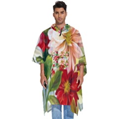 Painted Flowers Texture, Floral Background Men s Hooded Rain Ponchos by nateshop