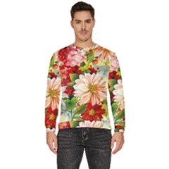 Painted Flowers Texture, Floral Background Men s Fleece Sweatshirt by nateshop