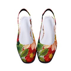 Painted Flowers Texture, Floral Background Women s Classic Slingback Heels by nateshop