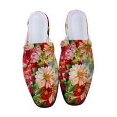 Painted Flowers Texture, Floral Background Women s Classic Backless Heels by nateshop