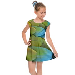 Parrot Feathers Texture Feathers Backgrounds Kids  Cap Sleeve Dress by nateshop