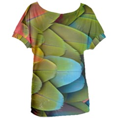 Parrot Feathers Texture Feathers Backgrounds Women s Oversized T-shirt