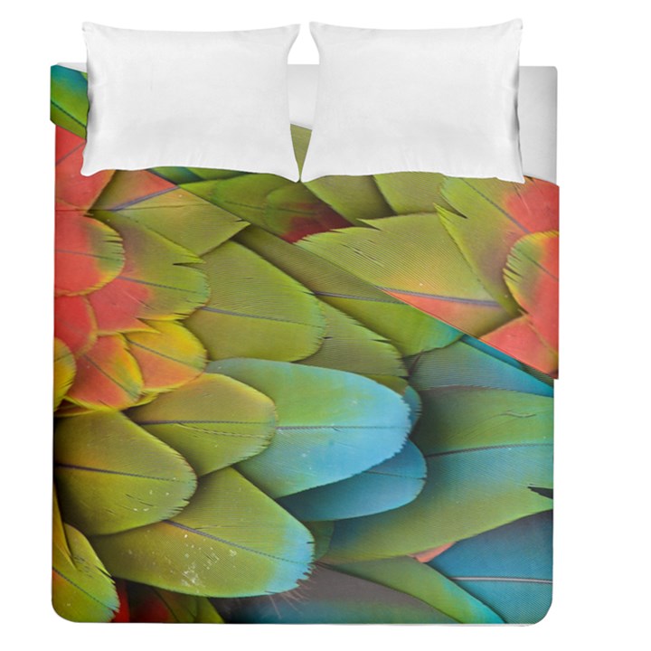 Parrot Feathers Texture Feathers Backgrounds Duvet Cover Double Side (Queen Size)