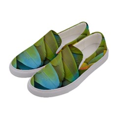 Parrot Feathers Texture Feathers Backgrounds Women s Canvas Slip Ons by nateshop