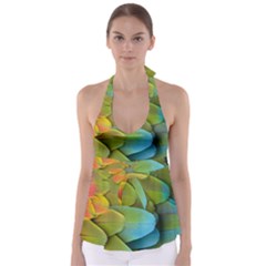 Parrot Feathers Texture Feathers Backgrounds Tie Back Tankini Top