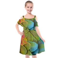 Parrot Feathers Texture Feathers Backgrounds Kids  Cut Out Shoulders Chiffon Dress by nateshop