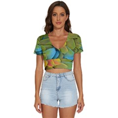 Parrot Feathers Texture Feathers Backgrounds V-neck Crop Top by nateshop