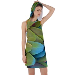 Parrot Feathers Texture Feathers Backgrounds Racer Back Hoodie Dress by nateshop