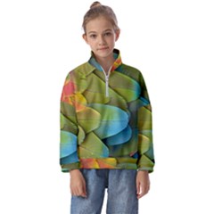 Parrot Feathers Texture Feathers Backgrounds Kids  Half Zip Hoodie by nateshop