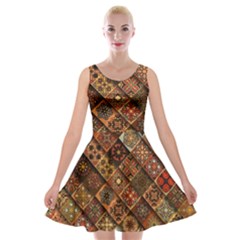 Pattern, Abstract, Texture, Mandala Velvet Skater Dress by nateshop