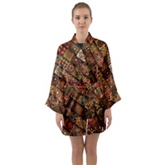 Pattern, Abstract, Texture, Mandala Long Sleeve Satin Kimono by nateshop