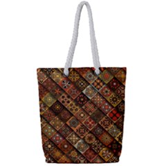 Pattern, Abstract, Texture, Mandala Full Print Rope Handle Tote (small) by nateshop