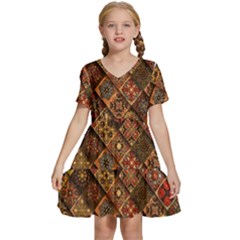 Pattern, Abstract, Texture, Mandala Kids  Short Sleeve Tiered Mini Dress by nateshop