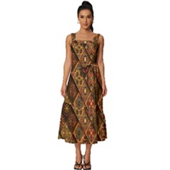 Pattern, Abstract, Texture, Mandala Square Neckline Tiered Midi Dress by nateshop