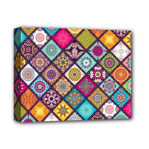 Pattern, Colorful, Floral, Patter, Texture, Tiles Deluxe Canvas 14  X 11  (stretched) by nateshop