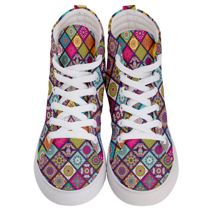 Pattern, Colorful, Floral, Patter, Texture, Tiles Men s Hi-Top Skate Sneakers