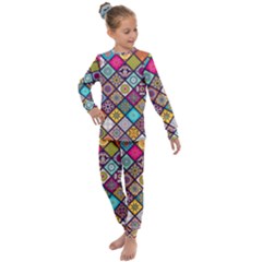 Pattern, Colorful, Floral, Patter, Texture, Tiles Kids  Long Sleeve Set  by nateshop