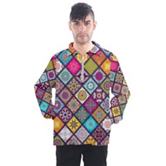 Pattern, Colorful, Floral, Patter, Texture, Tiles Men s Half Zip Pullover by nateshop