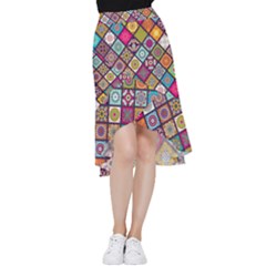 Pattern, Colorful, Floral, Patter, Texture, Tiles Frill Hi Low Chiffon Skirt by nateshop