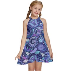 Patterns, Doodles, Pattern, Colorful, Textu Kids  Halter Collar Waist Tie Chiffon Dress by nateshop