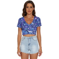 Patterns, Doodles, Pattern, Colorful, Textu V-neck Crop Top by nateshop