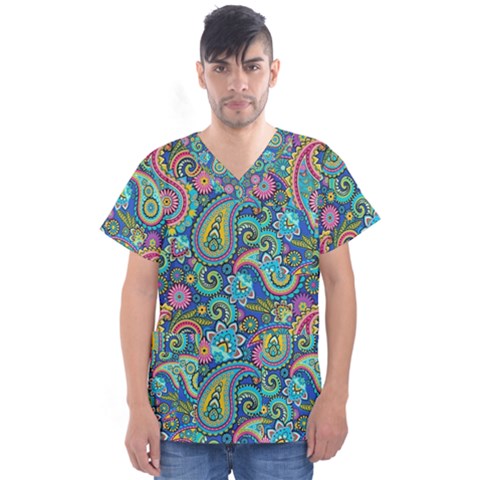 Patterns, Green Background, Texture, Hd Wallpaper Men s V-neck Scrub Top by nateshop