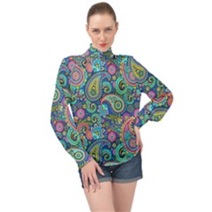 Patterns, Green Background, Texture, Hd Wallpaper High Neck Long Sleeve Chiffon Top by nateshop