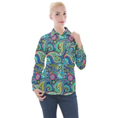 Patterns, Green Background, Texture, Hd Wallpaper Women s Long Sleeve Pocket Shirt