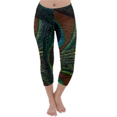 Peacock Feathers, Feathers, Peacock Nice Capri Winter Leggings  by nateshop